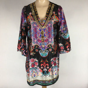 Faith Women's Size S Beaded Multicolor Tunic Top